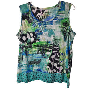 Onque Woman sleeveless sheer zebra with Rhinestones top